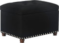Joveco Storage Ottoman Bench, Rectangle 24″ Linen Foot Rest Stool Square Footstool for Living Room, Bedroom, Black-Ruum Studio Home