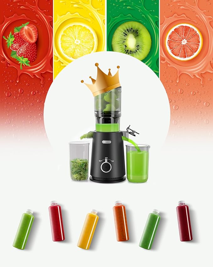 Juicer Machines with Wide Mouth & Large Feed Chute, Professional Cold Press Juicer For Whole Fruits & Vegetables, Self Feeding for Juice Extractor Machine, Easy to Clean, High Juice Yield-Ruum Studio Home