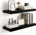 Heimlove 24 inch Floating Shelves for Wall,9.3 inch deep Black Wood Shelves with Invisible Brackets,Wall Mounted Storage & Display Shelves for Bedroom,Living Room,Set of 2-Ruum Studio Home