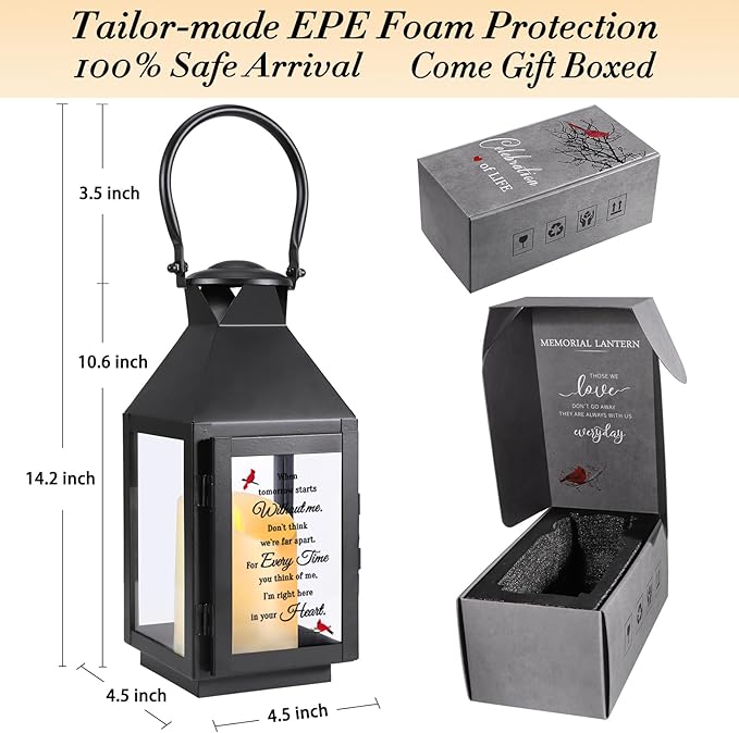 Memorial Lantern, Sympathy Gifts for Loss of Mom/Dad/Loved One, Bereavement Gifts, in Memory of Loved One Lantern,Celebration of Life, Memorial Gifts, Funeral Lantern,When Tomorrow Starts Without me-Ruum Studio Home