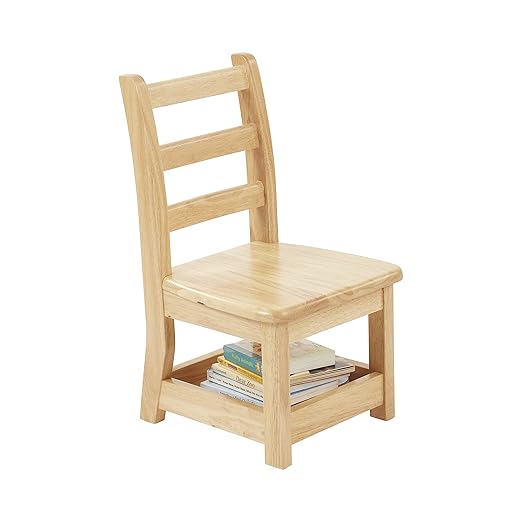 ECR4Kids Three Rung Ladderback Chair with Storage, 10in Seat Height , Classroom Seating, Honey, 2-Pack-Ruum Studio Home