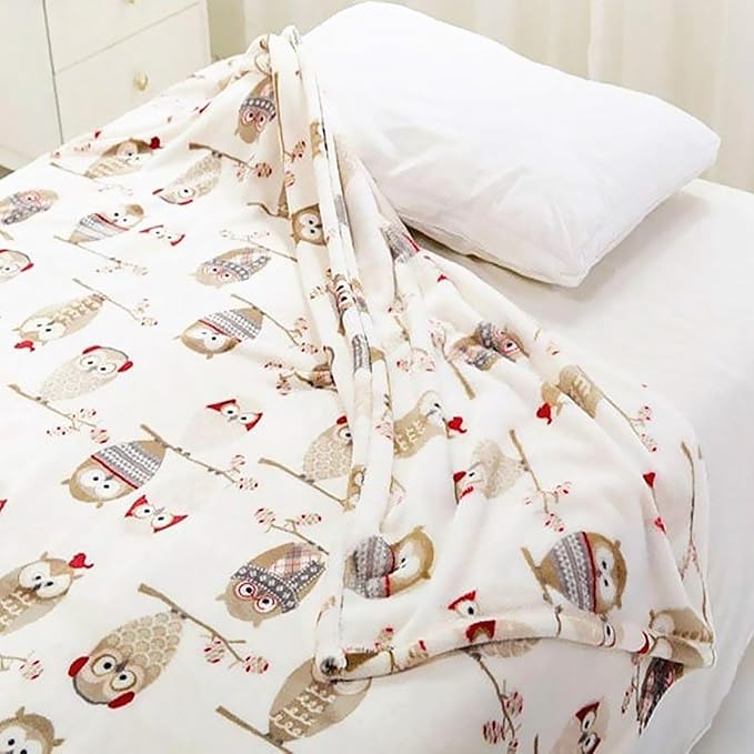 UKELER Owl Sherpa Fleece Blanket Queen Size 80''×90''- Ultra Soft Cozy Flannel Blanket for Bed/Couch/Sofa/Office/Camping, Great Gift for Women's Day,Mother's Day,Father's Day,Thanksgiving,Christmas-Ruum Studio Home
