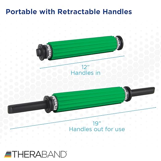 THERABAND Roller Massager +, Portable Muscle Rolling Stick with Retractable Handles for Self-Myofascial Release, Deep Tissue & Trigger Point Massage, Gifts for Runners, Athletes, Crossfit-Ruum Studio Home