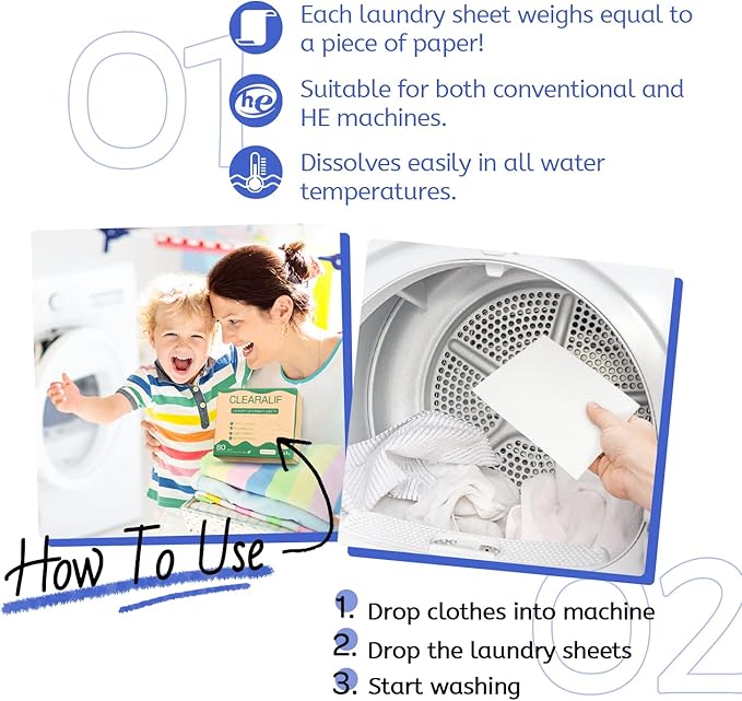 CLEARALIF Laundry Detergent Sheets (480 Loads), Fresh Linen,Great For Travel,Apartments, Dorms,CLEARALIF Laundry Detergent Strips Eco Friendly & Hypoallergenic (Pack of 3)-Ruum Studio Home
