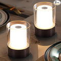 LED 4" Mini Cordless Table Lamp 2 Pack, Outdoor Waterproof Lamp, Rechargeable Battery Operated Lamp, Portable Touch Night Light for Dining Room, Camping, Nursery, Baby, Bar, Party (Black)-Ruum Studio Home