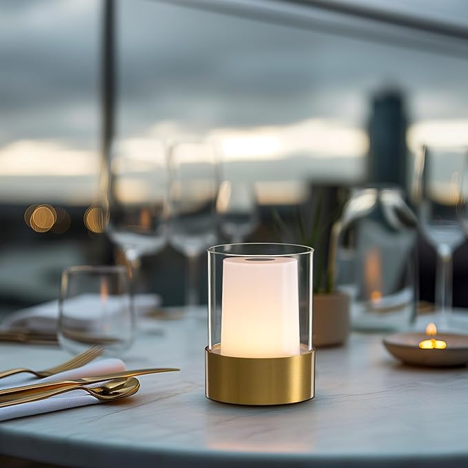 LED 4" Small LED Battery Operated Lamp Set of 2, Cordless Rechargeable Table Lamp, Mini Night Light, Waterproof Outdoor Desk Lamp for Bathroom Bar Dining Room Nursery Baby Coffee Shop (Bronze)-Ruum Studio Home