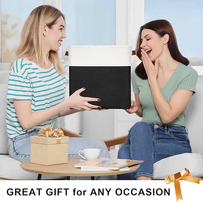13x13 Cube Storage Bins, Collapsible Fabric Storage Box, 4 Pack Closet Baskets with Handles for Organizing, Shelf, Toys, Clothes, Home, Office, Nursery (Black&White)-Ruum Studio Home