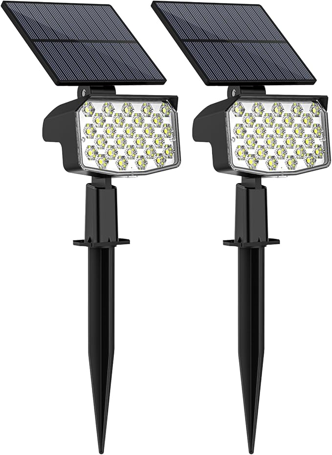 WELALO Solar Spot Lights Outdoor, [2 Pack/3 Modes] Solar Landscape Spotlights, Adjustable Solar Powered Security Lights, IP65 Waterproof Wall Lights for Walkway, Yard, Garden, Driveway (Cool White)-Ruum Studio Home