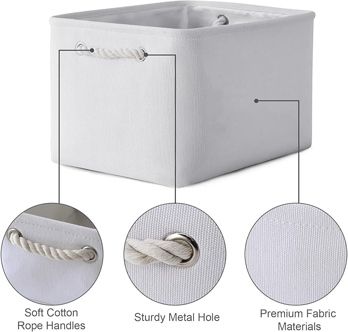 TheWarmHome Storage Basket for Shelves - 15.8x11.8x11.8 inch 3 Pack Fabric Storage Cubes, Collapsible Storage Bin for Organizing Organizer Closet Book Gift Dog(White)-Ruum Studio Home