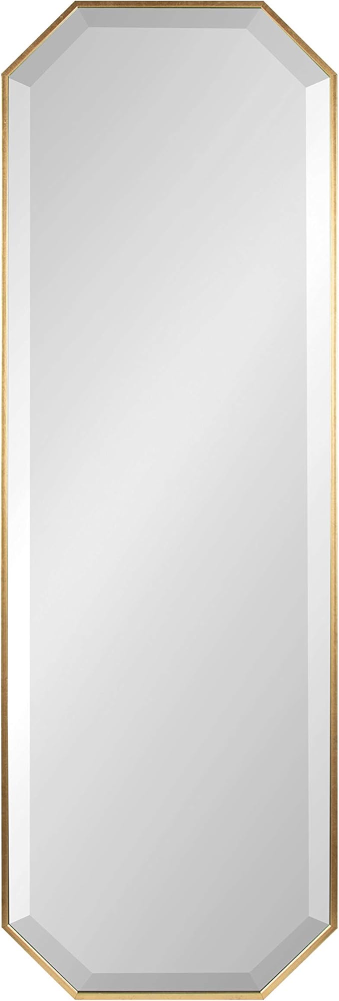 Kate and Laurel Rhodes Modern Full Length Framed Octagon Wall Mirror, 16 x 48, Gold, Decorative Glam Geometric Wall Accent-Ruum Studio Home