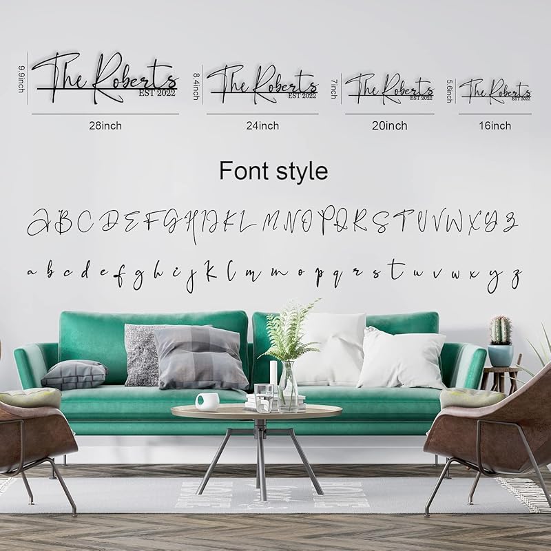 Personalized Family Name Sign Custom Metal Last Name Sign Metal Family Name Sign Wall Decor Personalized Name sign for Home Initial Split Letter Signs Door Established Split Letter Wedding Gift-Ruum Studio Home