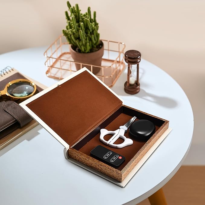 Decorative Books with White Faux Leather,Decorative Book Box for Home Decor, Display,Coffee Table Books Decor,Hotel Home Bookshelf Décor Book (YD-C104 L+S)-Ruum Studio Home