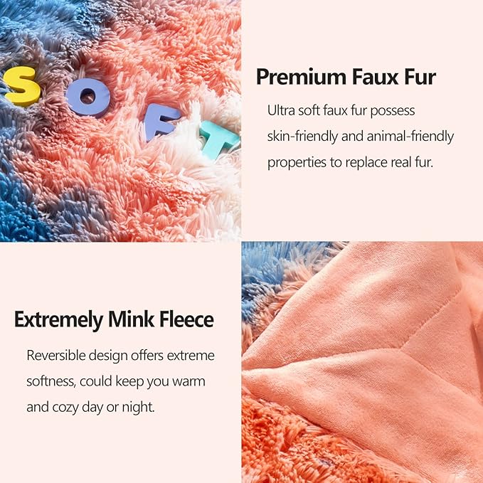 GONAAP Fuzzy Faux Fur Throw Blanket Tie-dye Sunset Super Soft Cozy Plush Fuzzy Shaggy Blanket for Couch Sofa Bed (Tie-dye Sunset, Throw(50"x60"))-Ruum Studio Home