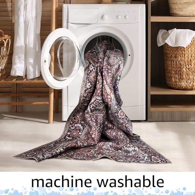 Keen Home Design 8x10 Rug - Machine Washable Area Rug with Non-Slip Backing, Ideal for Living Room, Dining Room, Bedroom - Vintage, Easy Clean, Durable, Low Pile Rug - (8' x 10')-Ruum Studio Home