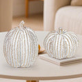 2Pcs Halloween Pumpkin Artificial Resin Pumpkins Decor for Mantel Harvest Autumn Tabletop Decoration Gold Fall Pumpkin Decorations Thanksgiving Table Centerpieces (Set A, ONE Size)-Ruum Studio Home
