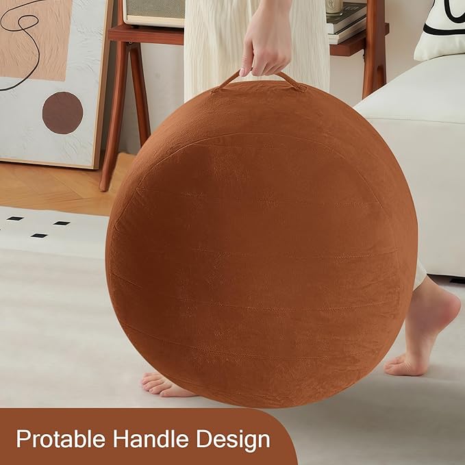 MeMoreCool Round Stuffed Pouf Ottoman Foot Rest, Floor Pouf Foot Stool with Soft Foam Chunk Filling, Small Round Ottoman Footstool Circle Footrest for Living Room, Coffee-Ruum Studio Home