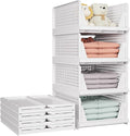 SNSLXH 5 Pack Stackable Closet Storage Basket, Multifunctional & Foldable Closet Organizer for Bathroom Kitchen Laundry Room Wardrobe Storage, Space-Saving Clothes Storage Drawer Organizer, White-Ruum Studio Home