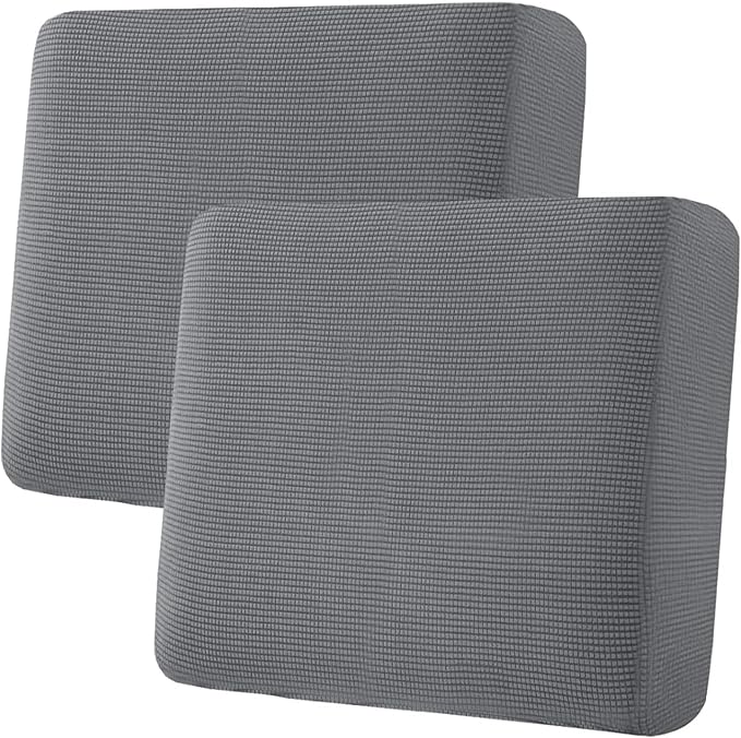 H.VERSAILTEX Super Stretch Individual Seat Sofa Covers Couch Cushion Covers Slipcover Sets Thick Jacquard Textured Twill Fabric (2 Piece Large, Grey)-Ruum Studio Home