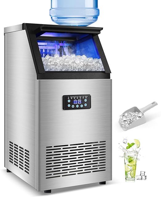 Commercial Ice Maker Machine 120LBS/24H with 30LBS Storage Bin, 15" Wide Undercounter/Freestanding Ice Maker Machine for Home Bar Outdoor, 40PCS Ice Cubes Ice Machine, Self Cleaning-Ruum Studio Home