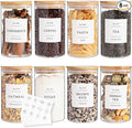 8 Pack Glass Jar with Airtight Bamboo Lid and White 132 Kichen Pantry Labels Preprinted - 21 Oz Clear Round Glass Food Storage Containers set For Tea Coffee Sugar Spice-Ruum Studio Home