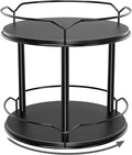 Lazy Susan Organizer 2 Tier - 9.2" Turntable Spice Rack for Table Top, Wooden Rotating Lazy Susan for Cabinet Pantry Kitchen Countertop Dining Table Cupboard Bathroom Vanity Storage(Black)-Ruum Studio Home