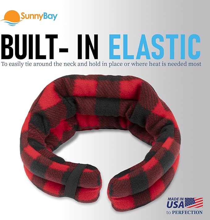 SunnyBay Microwave Heating Pad, Microwavable Heated Neck and Shoulder Wrap, Moist and Weighted Hands-Free Beanbag Pack with Wide Neck Coverage, 2.5 lbs, 26 Inches Long-Length, Made in USA, Buffalo-Ruum Studio Home