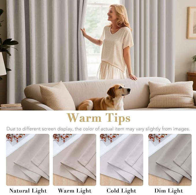 H.VERSAILTEX Premium Blackout Thermal Insulated Room Darkening Curtains for Bedroom/Living Room - Classic Grommet Top (2 Panels, Stone, 52 Inch by 63 Inch)-Ruum Studio Home