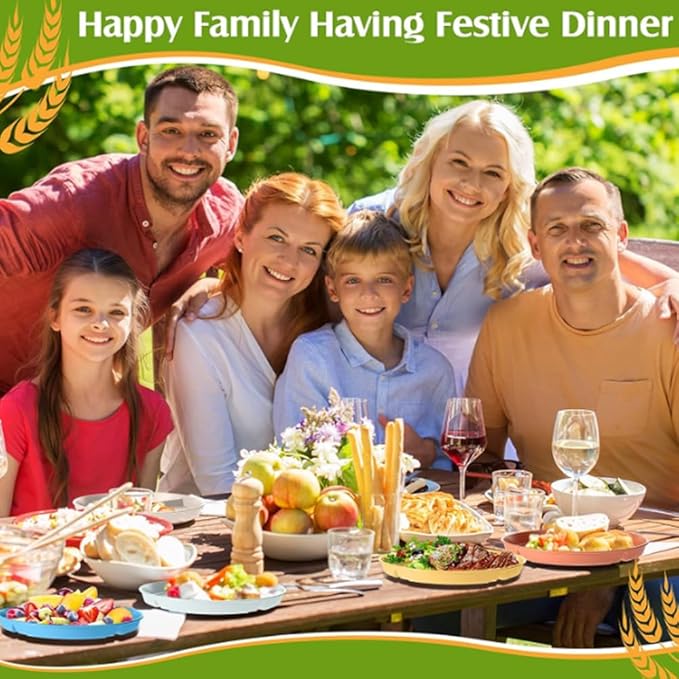 9" Unbreakable Divided Plates Set of 5, Wheat Straw Plate Reusable Dinnerware Portion Control Plate, Round Bariatric Plastic Plate for Kids Adults, BPA-free, Dishwasher Safe-Ruum Studio Home