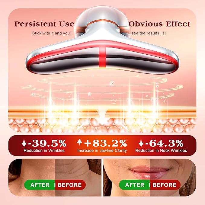 Facial Massager, 7 Colors Red Light Therapy for Face and Neck, Face Lift Device with 113°F Heating Vibration for Multi Skin Care-Ruum Studio Home