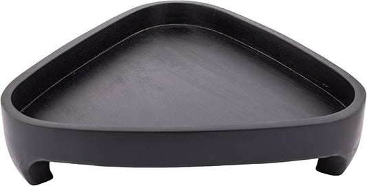 Mango Wood Serving Triangular Tray – 12x11.5x3.25 Inch Decorative Tray for Serving in Bed, Appetizers, Table, BBQ, Patio, Party – Perfect for Lap and Couch Use, Matt Finish, Black-Ruum Studio Home