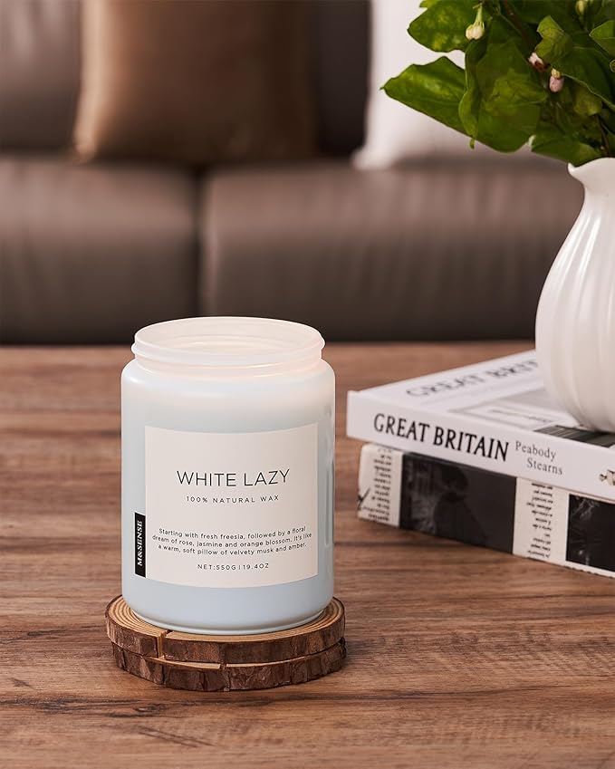 M&SENSE Spring Scented Candle, Jasmine Clean Cotton Soy Wax Large 19.4oz 110 Hour Long Lasting Burning Non Toxic Organic Natural 2 Wick Relaxing Jar Candle for Women-Ruum Studio Home