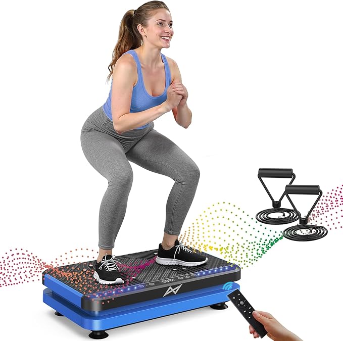 AXV Vibration Plate Fitness Platform Exercise Machine Vibrating Lymphatic Drainage Shaking Full Body Shaker Workout Vibrate Stand Shake Board Sport Gym for Weight Loss Fat Burner for Women Men-Ruum Studio Home