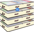 90L Under Bed Storage Containers, Closet Organizers and Storage Bins, Foldable Underbed Storage Bags for Blankets, Towels, Comforter, Sweaters, Pillows, Linen Sheets, Wrapping Paper, 4 Pack Beige-Ruum Studio Home