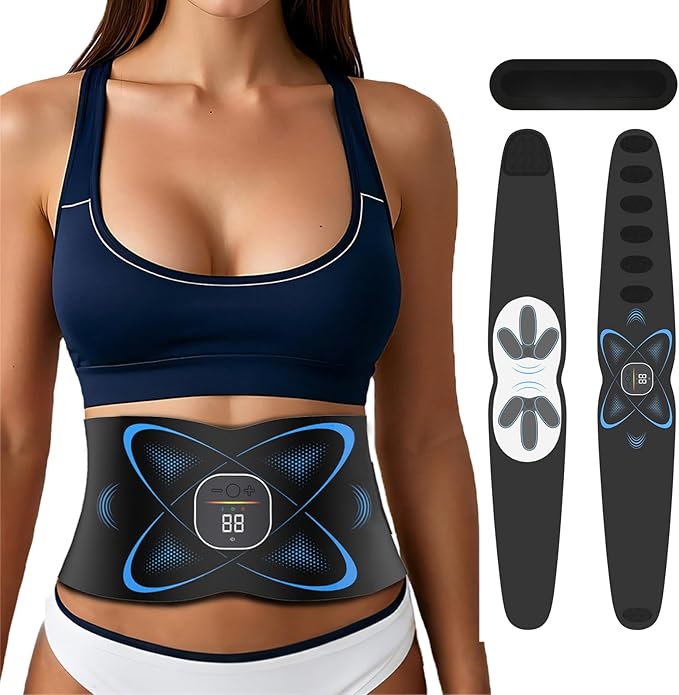 Ab Stimulator Muscle Toner, Abs Stimulator Abdominal Massage Belt with Heat for Belly Fat Burning & Cellulite Melting & Stomach Smooth Firming, Lower Back Massager for Women Men Pain Relief Gifts-Ruum Studio Home