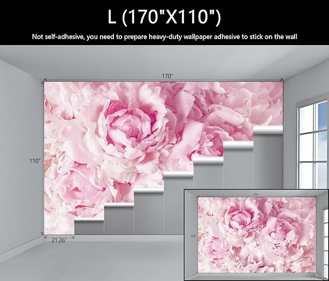WFBHUA-Pink Floral Wallpaper Mural Peony Flower Wallpaper for Girls Bedroom Wall Murals(Not Peel and Stick)-Ruum Studio Home