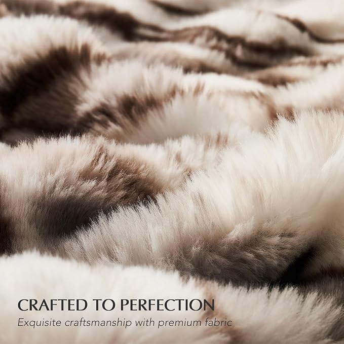 EVERGRACE Ultra Soft Luxury Fluffy Ridgeline Faux Rabbit Fur Throw Blanket, Thick Warm Bubble Throw for Bed, Cozy Plush Reversible Blankets for Couch, Chair, Sofa, Beige & Gray, 60x80 Inches, 870 GSM-Ruum Studio Home