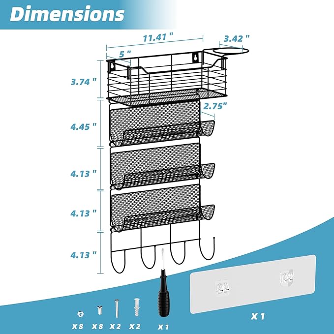VITVITI Metal Hair Tool Organizer Wall Mount, Hair Dryer Holder with 4 Tier Shelf Basket Hooks, Bathroom Hair Styling Tool Organizer for Curling Iron/Blow Dryer/Straightener, Matte Black-Ruum Studio Home