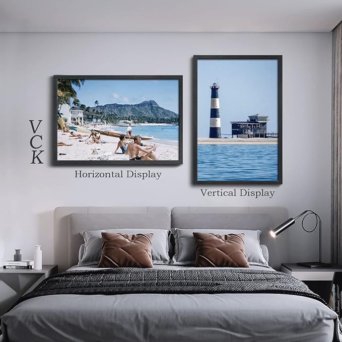 VCK 27x40 Solid Wood Poster Frames Set of 3, Exclusive Woodgrain Black Picture Frame, Wall Mounting Hanging-Ruum Studio Home