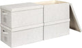Large 17''x12'' Quart Collapsible Stackable Storage Bins with Lids, 4 Packs Off White Fabric Closet Boxes with Lids, Storage Cube Baskets Container Organizers for Bedroom Office(17''x12.2x''8'')-Ruum Studio Home