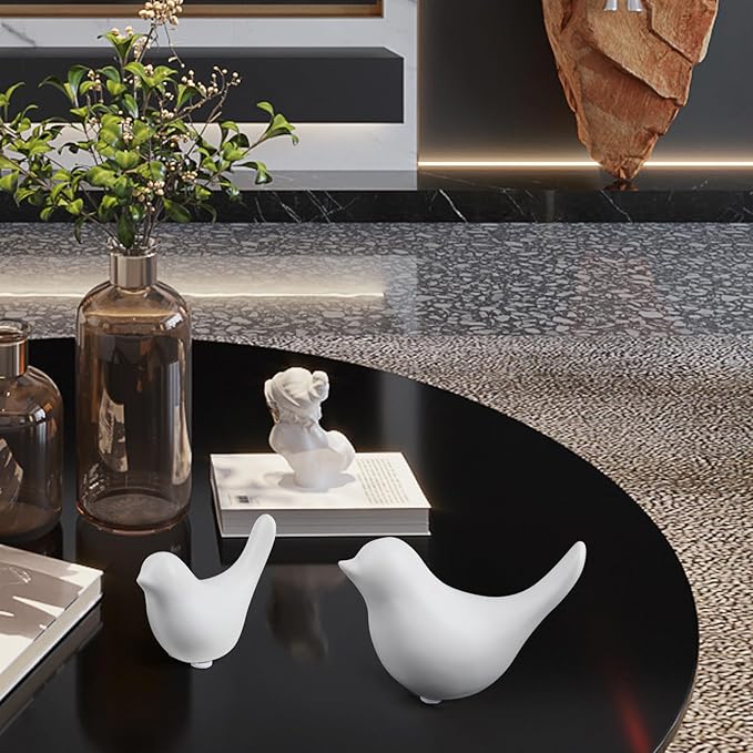 Notakia Small White Birds Statues Home Decor Modern Style Decorative Ornaments for Living Room, Bedroom, Office Desktop, Cabinets (2Pcs White Birds)-Ruum Studio Home
