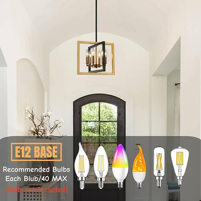ANKYLHUA Small Black Gold Chandelier,6-Lights Ceiling Light Fixture E12,Adjustable Hight Pendant Lights Kitchen Island,Chandeliers for Dining Room Bedroom,Entryway,Foyer-Ruum Studio Home