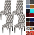 JQinHome Dining Chair Covers Set of 4, High Stretch Removable Washable Parsons Chair Slipcover for Home Party Hotel Wedding Ceremony (Grey White)-Ruum Studio Home