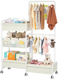 2in1 Baby Diaper Caddy & Clothes Organizer and Storage Rolling Cart, Large Capacity Nursery Organization For Baby Dresser,Changing Table, Crib, With 2 Dividers & 7 Pockets,White-Ruum Studio Home