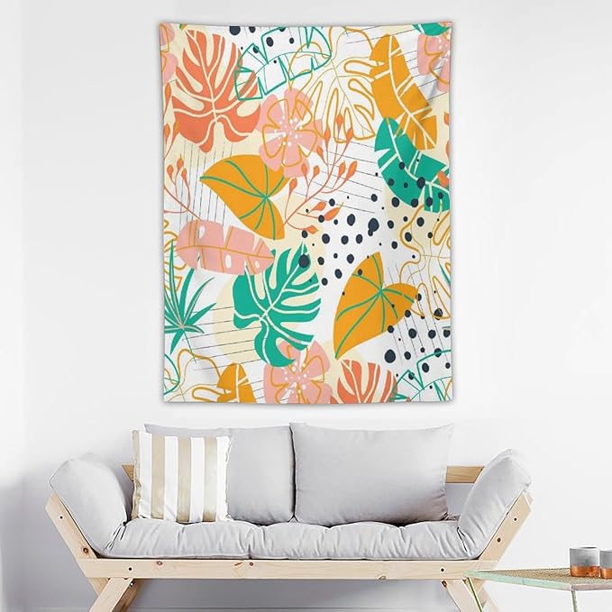 ICMOLYYENLO Tropical Palm Leaves Wall Tapestry, Wall Art for Room Decoration Beautiful Wall Hanging for Bedroom Living Room Dormitory Apartment 60x60 Inch-Ruum Studio Home