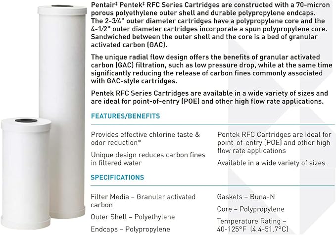 Pentair Pentek 150233 Big Blue Carbon Water Filter, 20-Inch, Whole House Heavy Duty Radial, Reduces Sediment and Chlorine Taste & Odor-Ruum Studio Home