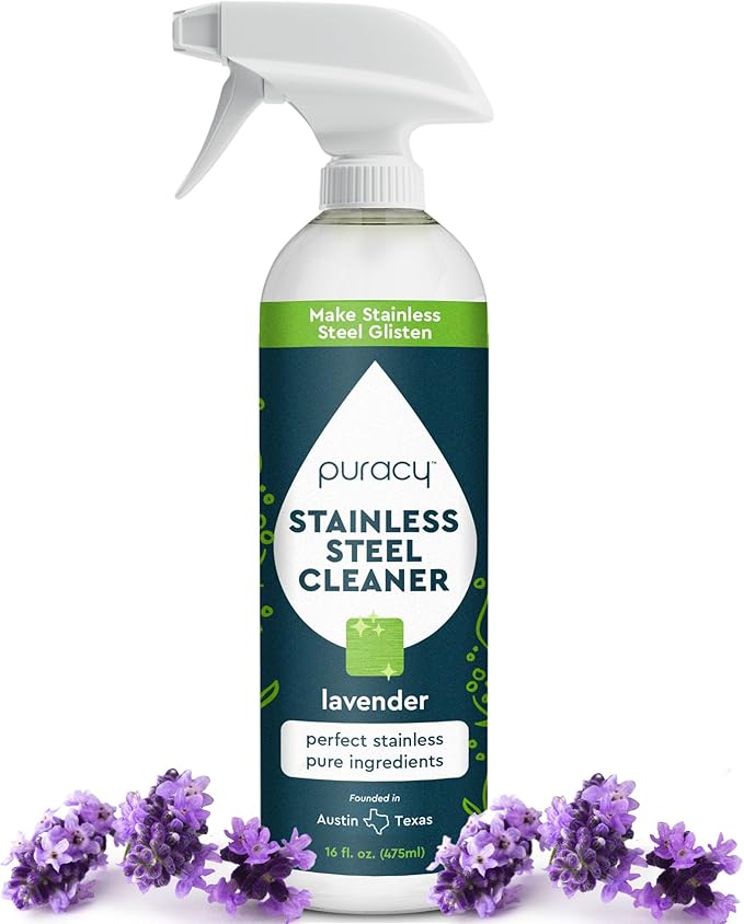 Puracy Stainless Steel Cleaner, Natural Stainless Steel Sink Cleaner, Stainless Steel Cleaner for Appliances, Sink Cleaner and Polish Kitchen Cleaner, Stainless Steel Refrigerator Spray (Lavender)-Ruum Studio Home