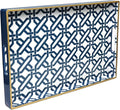Spsyrine White Serving Tray, Plastic Marbling Tray for Coffee Table, Stylish Rectangular Decorative Tray with Handles, Ottoman Tray for Living Room, Bathroom, 15.6” X 10.2"-Ruum Studio Home