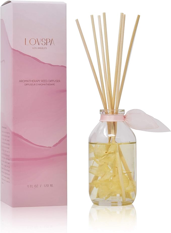 LOVSPA Reed Diffuser Set, Soothe Tahitian Vanilla Bean Scented Oil Diffuser with Sticks, Home Fragrance Accessories for Bathroom Shelf Decor, Aroma Diffusers for Home or Office Fall Decor, USA Made-Ruum Studio Home