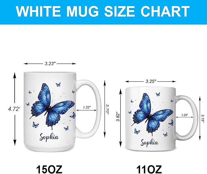Hyturtle Personalized Inspirational Butterfly Mug - Butterfly Gifts For Women Lovers - Animal Gift For Bird Lover Her - Bird Gifts For Mom on Mother Day - Custom Coffee Cup Ceramic Mug 11 Oz 15 Oz-Ruum Studio Home