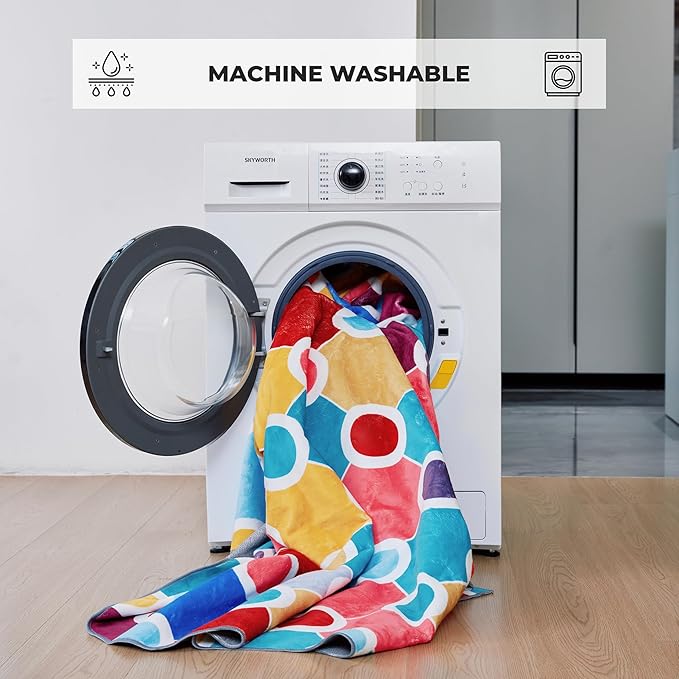 Machine Washable Polka Dot Rug for Kids Area - Multicolor Soft Rug for Nursery/Playroom/Classroom - 5x8-Ruum Studio Home